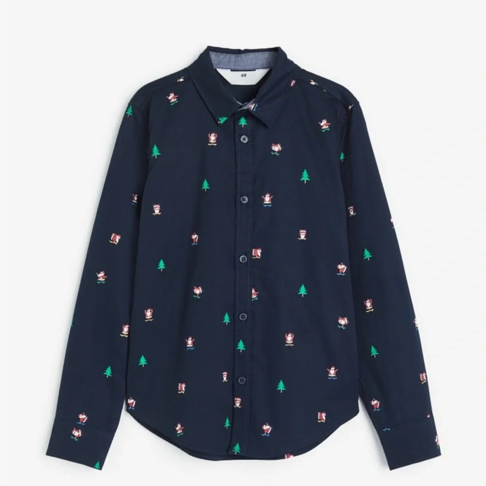 H&M boys cotton Christmas dress shirt